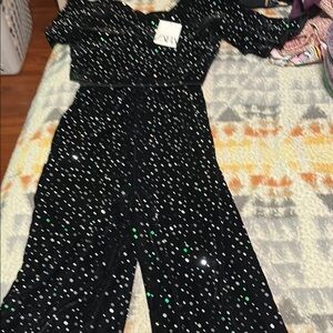 Zara Black and Silver Celestial Jumpsuit